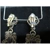 Image 8 : Pair Metal & Clear Stone Dangle Clip-On Earrings 4"L
