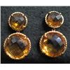 Image 1 : Pair OD.Y. 750 Gold & Faceted Clear Brown Stone Pierced Earrings
