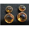 Image 2 : Pair OD.Y. 750 Gold & Faceted Clear Brown Stone Pierced Earrings