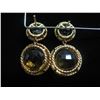 Image 3 : Pair OD.Y. 750 Gold & Faceted Clear Brown Stone Pierced Earrings