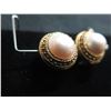 Image 2 : Pair 14K Gold & Pearl Pierced Earrings 20 grams