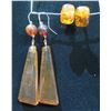 Image 1 : Qty 2 Pair Stone Bead Earrings: Pierced Hook Dangle 3"L & Stud 0.75"L