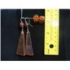 Image 8 : Qty 2 Pair Stone Bead Earrings: Pierced Hook Dangle 3"L & Stud 0.75"L