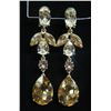 Image 1 : Oscar de la Renta Teardrop Dangle Clip-On Earrings w/ Faceted Stones