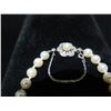 Image 2 : Pearl Bracelet w/ Metal Flower Clasp & Safety Chain Approx. 3" Diameter