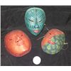 Image 1 : Qty 3 Painted Tribal Wooden Masks, Wall Hangings (Connected by Fishing Thread)