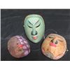 Image 2 : Qty 3 Painted Tribal Wooden Masks, Wall Hangings (Connected by Fishing Thread)