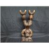 Image 2 : Wooden Carved Tiki-Style Figure on Handstand 17"H (open feet can hold objects)