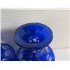 Image 8 : Qty 3 Cobalt Blue Vases w/ Clear Etched Detailing 9" - 10"H