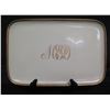 Image 1 : White Rectangular Plate w/ Gilt Rim & Initials MED 13"L