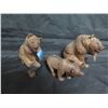 Image 2 : Qty 3 Carved Wooden Bear Figurines Sitting, Approx. 4"L x 5"H (paw fell off of one)