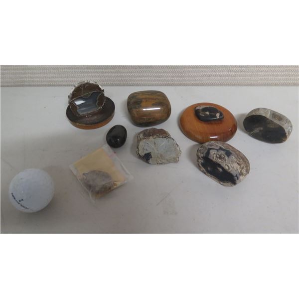 Qty 8 Misc. Geodes & Polished Stones