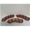 Image 2 : Qty 3 Acacia Wood 4-Section Serving Dishes, Leaf Pod Design 12"-15"L