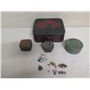 Image 2 : Qty 4 Trinket Boxes, Arrowhead & Multiple Pins: Military, Fan, Dutch Clogs, etc