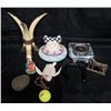 Image 1 : Metal Horse Figurine, St. Croix Horseshoe, MacKenzie & Childs Bowl, Seiko Quartz Clock, etc