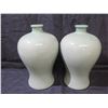 Image 2 : Qty 2 Light Green Glazed Ceramic Vases 14"H