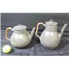 Image 1 : Qty 2 Metal Teapots w/ Straw-Wrapped Handles & Lids, Danmark 2661 6"& 7.5"H