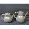 Image 2 : Qty 2 Metal Teapots w/ Straw-Wrapped Handles & Lids, Danmark 2661 6"& 7.5"H