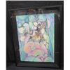 Image 1 : Framed Original Abstract Psychedelic Watercolor by Blaise Domino, Signed 29"x37"