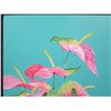Image 2 : Large Original Art on Canvas, Anthurium in Glass Jar, Signed by Artist, 24"x48" Unframed