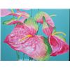 Image 3 : Large Original Art on Canvas, Anthurium in Glass Jar, Signed by Artist, 24"x48" Unframed