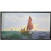 Image 1 : Large Original Oil on Canvas, Sailing, Signed by Artist Karglund (?) 11/24  50"x 27" Unframed