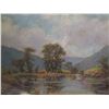 Image 2 : Original Oil on Canvas, River Scene, Signed by Artist Lasser Unframed 8"x5"