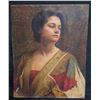 Image 1 : Art on Thick Cardboard, Female with Shawl, Signed by V. Rizzetti, Unframed 20"x25"