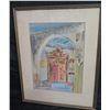 Image 1 : Framed Watercolor, 'The Ashkenazi Synagogue of Ari Safao' Signed Betty Guy 17"x21"