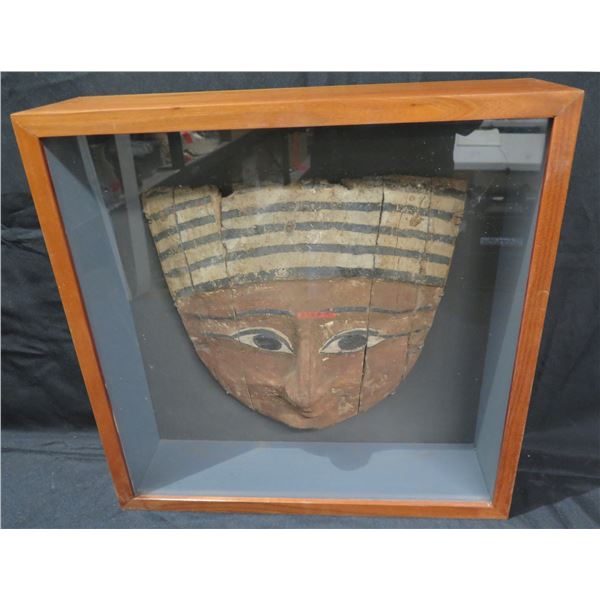 Authentic Egyptian Mummy Mask, 5th to 3rd Century BC, w/ Cert. of Authenticity 21" x 21" x 6"D