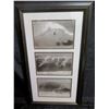 Image 1 : Framed Black & White Big-Wave Surfing Photograhic Art 18"x31"