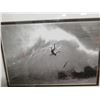 Image 2 : Framed Black & White Big-Wave Surfing Photograhic Art 18"x31"