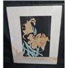 Image 1 : Framed Watercolor, Lilies w/ Maker's Mark 16"x20" (matting is stained/damaged)