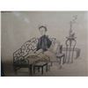 Image 2 : Framed Art, Sitting Asian Figure 9"x8" (some age discoloration)