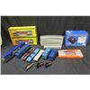Image 1 : Atlas Transformer w/ 2 Rail King Freight Cars in Box, 7 Loose Cars & Misc Track