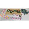 Image 1 : Christmas Décor: NOEL Mat, String Lights, Paper Lei & Small Ornaments