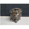 Image 2 : Large Ornate Footed Metal Bowl w/ 1 Winged Handle 17"L, 7"H, Removable Base