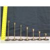 Image 8 : Qty 7 Brass/Mixed Metal Candlesticks w/ Pedestal Base in Ascending Sizes 3"-10"H