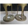 Image 8 : Qty 2 Brass Candlesticks w/ Round Tripod Base 15"H