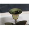 Image 2 : Qty 2 Brass Candlesticks w/ Flower Design Base 6"H