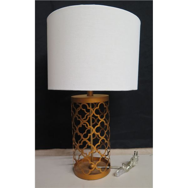 Contemporary Table Lamp w/ Pierced Metal Base & Shade 24"H