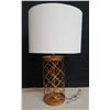 Image 1 : Contemporary Table Lamp w/ Pierced Metal Base & Shade 24"H