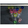 Image 2 : Qty 13 Baccarat Colored Stemmed Cordial Glasses & 3 Shot Glasses