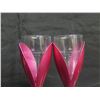 Image 2 : Moet & Chandon Champagne Flutes w Pink Acrylic Overlay & Metal Base Holders