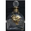 Image 1 : Glass 'Bourbon' Decanter w/ Stopper & Gold-Tone Accents 9"H