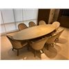 Image 1 : McGuire Oval Wooden Conference Table w/ 8 Upholstered Rattan Chairs