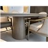 Image 8 : McGuire Oval Wooden Conference Table w/ 8 Upholstered Rattan Chairs