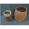 Image 1 : Qty 2 Carved Wooden Pots by Chai Studio, Approx. 10" & 13" H