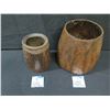 Image 2 : Qty 2 Carved Wooden Pots by Chai Studio, Approx. 10" & 13" H