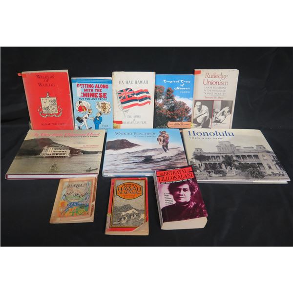 Qty 11 Books: Wilders of Waikiki, Honolulu, Rutledge Unionism, Waikiki Beachboy, etc